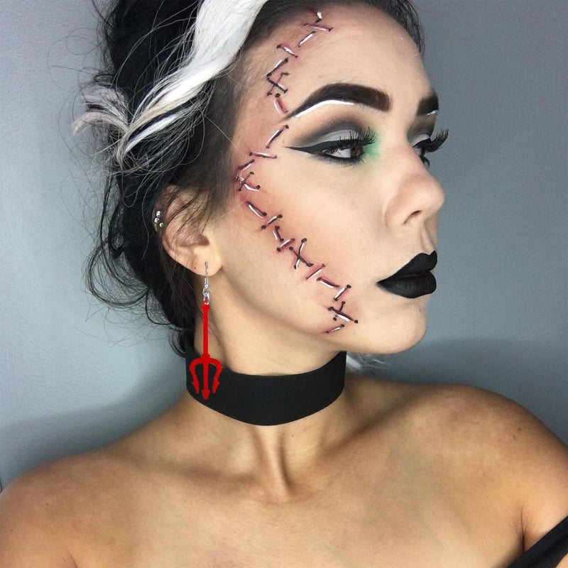 PEALICIOUS Spooky Halloween Earrings for Women Skeleton Earrings Dangle with Pumpkin Vintage Acrylic Witch Earrings for Gothic Devil Jewelry as Halloween Accessories Christmas Gifts - Image 3
